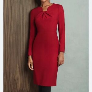The Fold London Red Waverley Wool Fully Lined Dress Size 0 (Missing Size Tag)